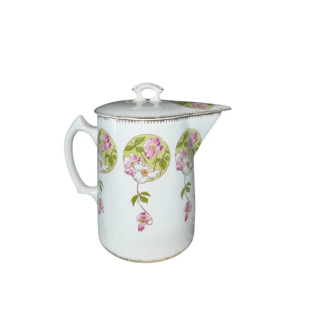 VTG Edwin M. Knowles Semi-vitreous China Chocolate‎ Pot With Lid Made In USA